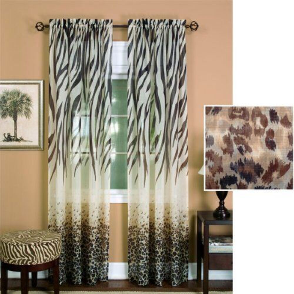 50" X 84" Kenya Brown Zebra Sheer Curtain Panel By Achim
